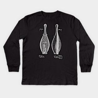 Bowling Pin Vintage Patent Hand Drawing Kids Long Sleeve T-Shirt